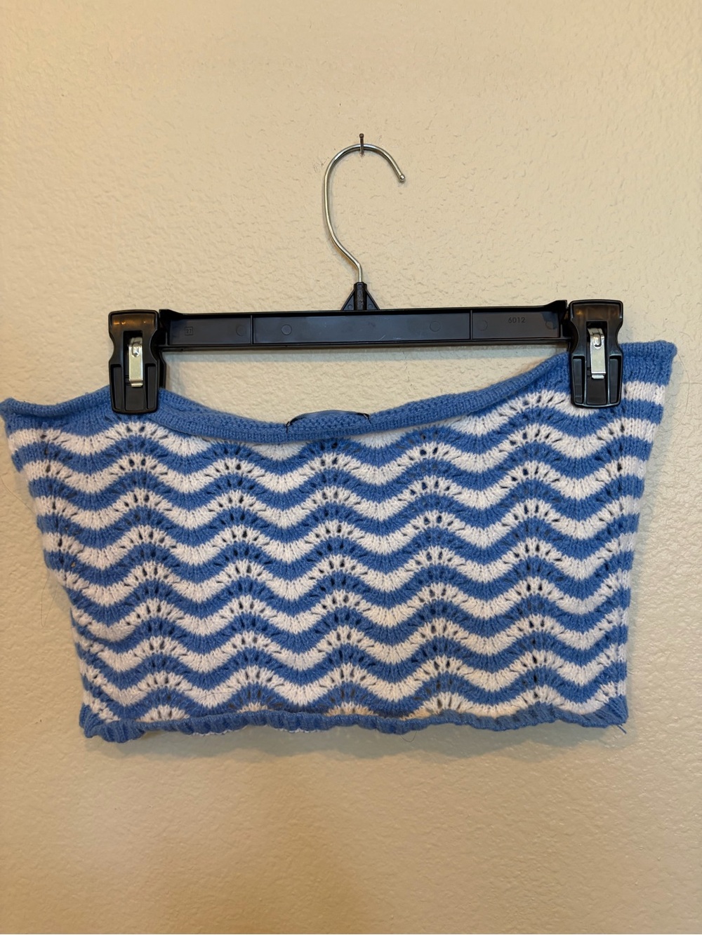 Blue & White Chevron Strapless Two-Piece Maxi Set - Picture 6 of 7